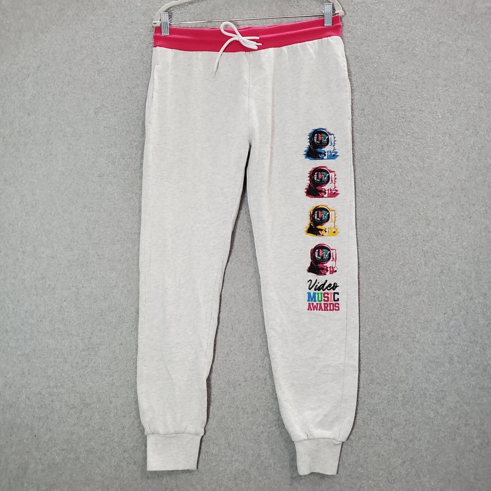MTV Women Activewear Pants Large Gray Jogger Music Awards Graphic READ